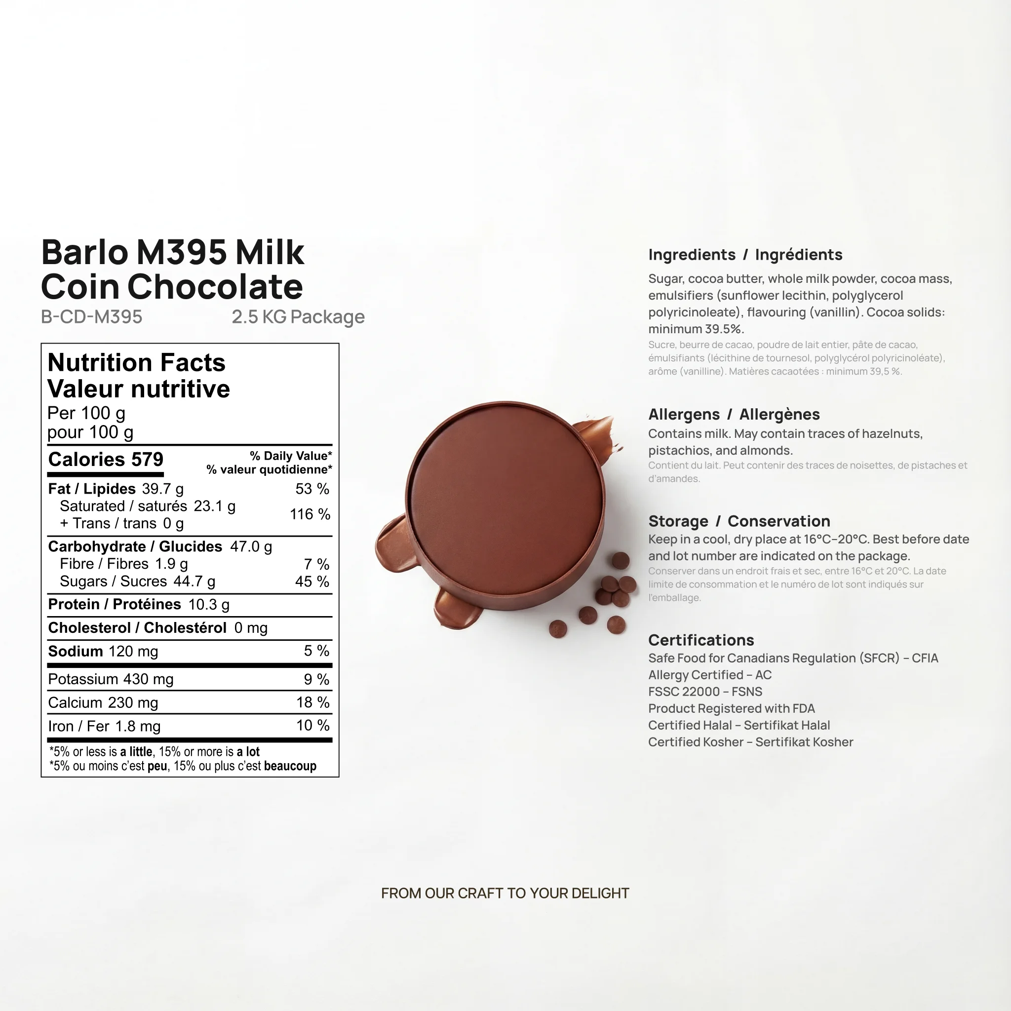 M395 Milk Couverture Coin Chocolate 39.5%, image 7