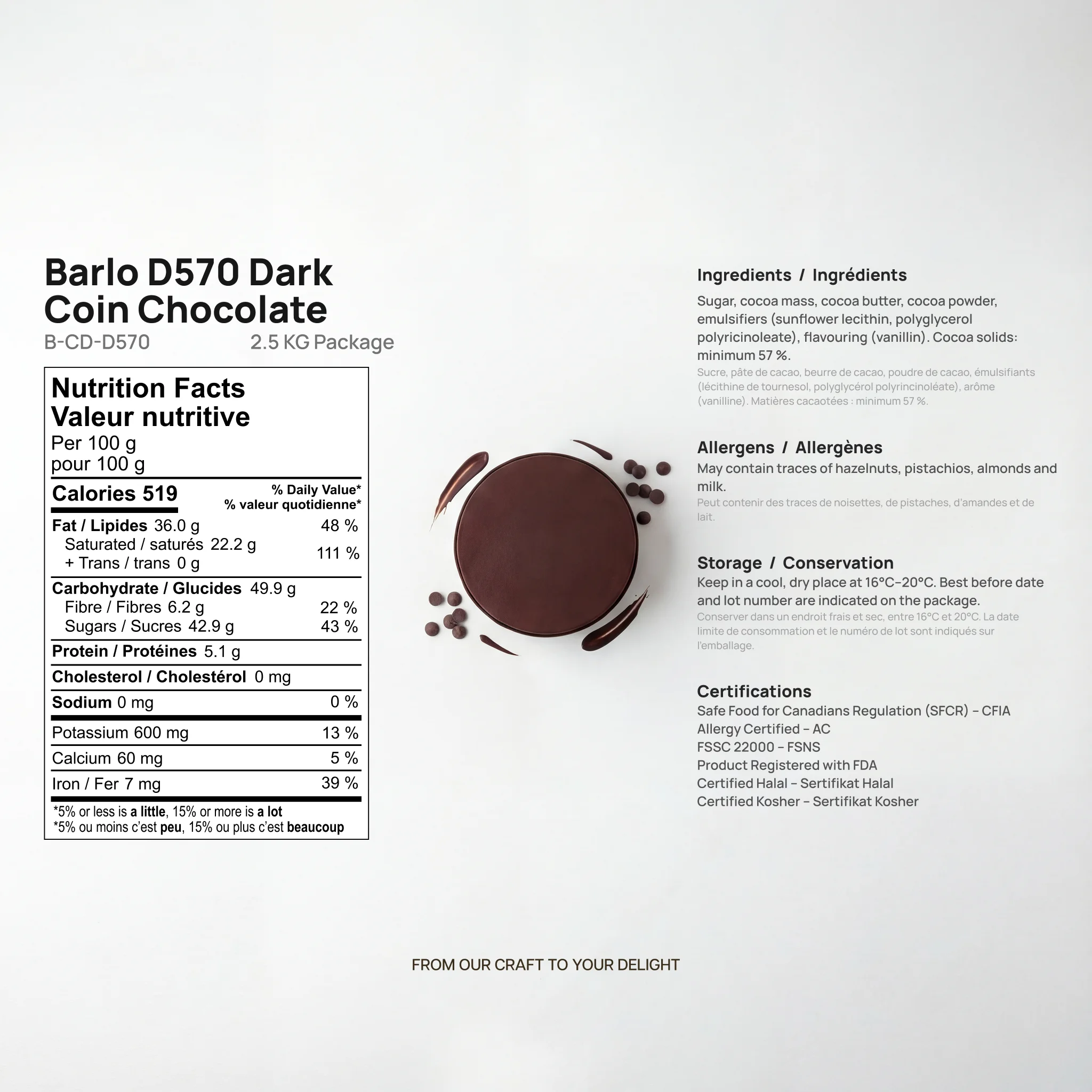 D570 Dark Couverture Coin Chocolate 57%, image 6