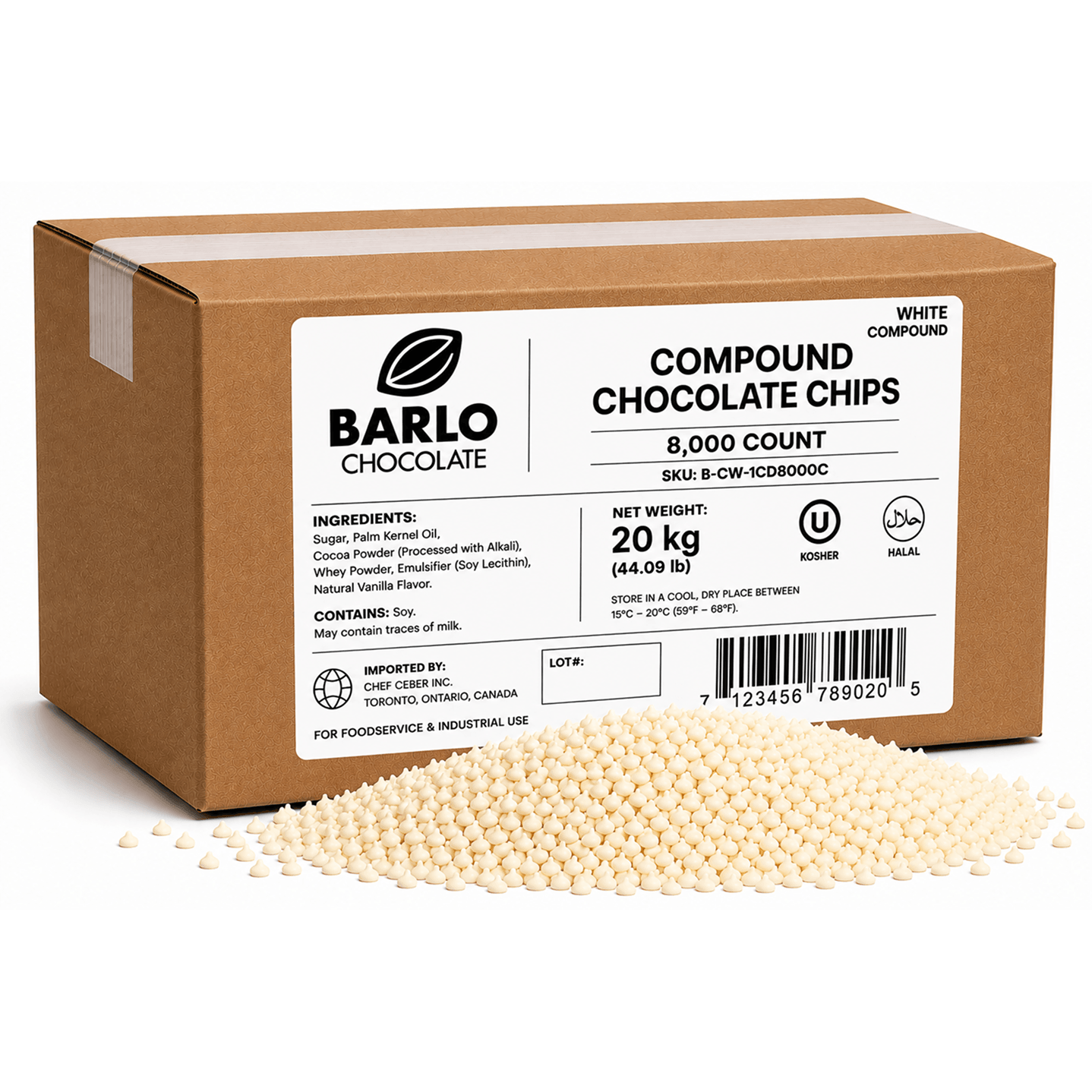 8,000 Count White Compound Chocolate Chips