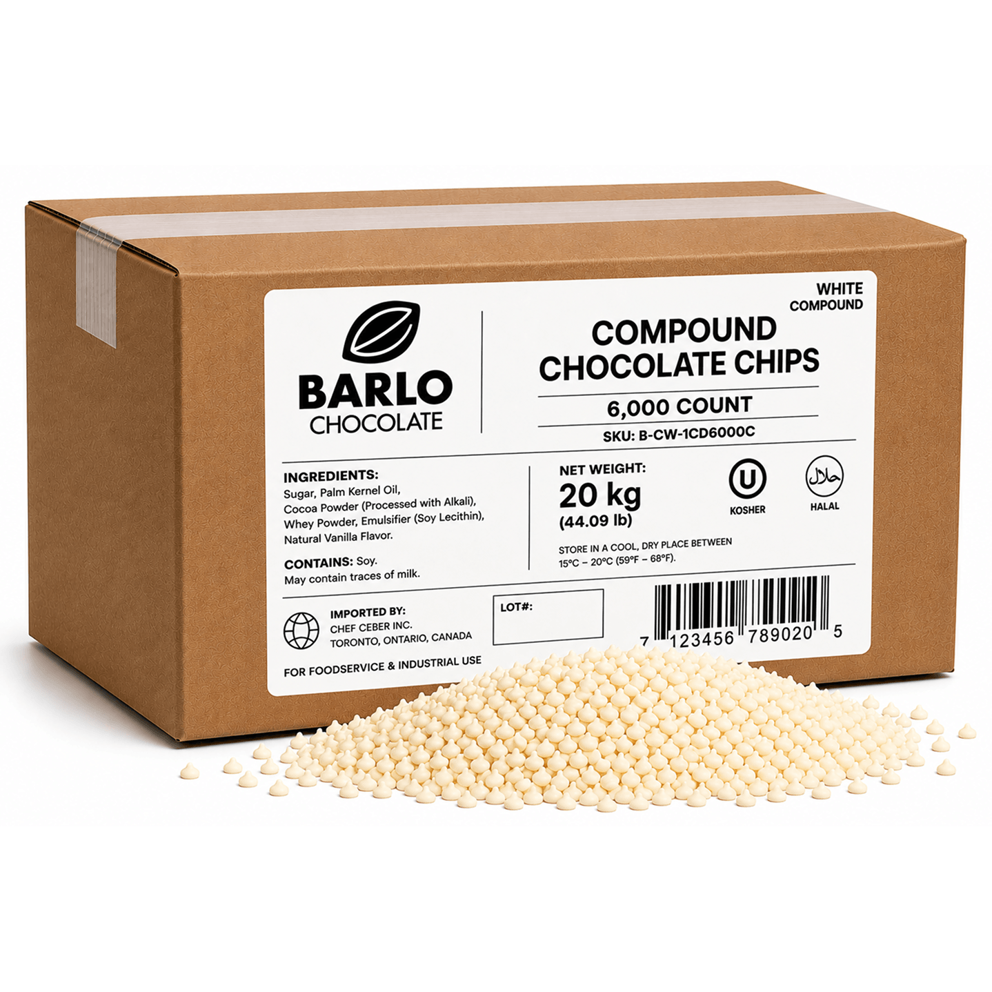 6,000 Count White Compound Chocolate Chips