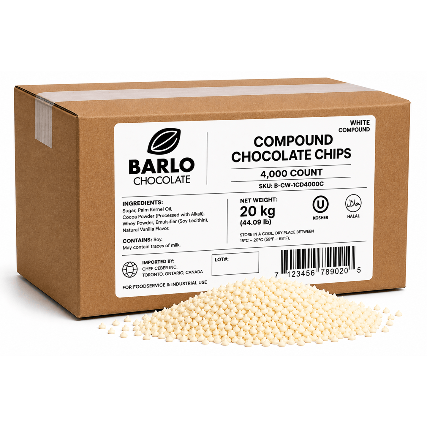 4,000 Count White Compound Chocolate Chips