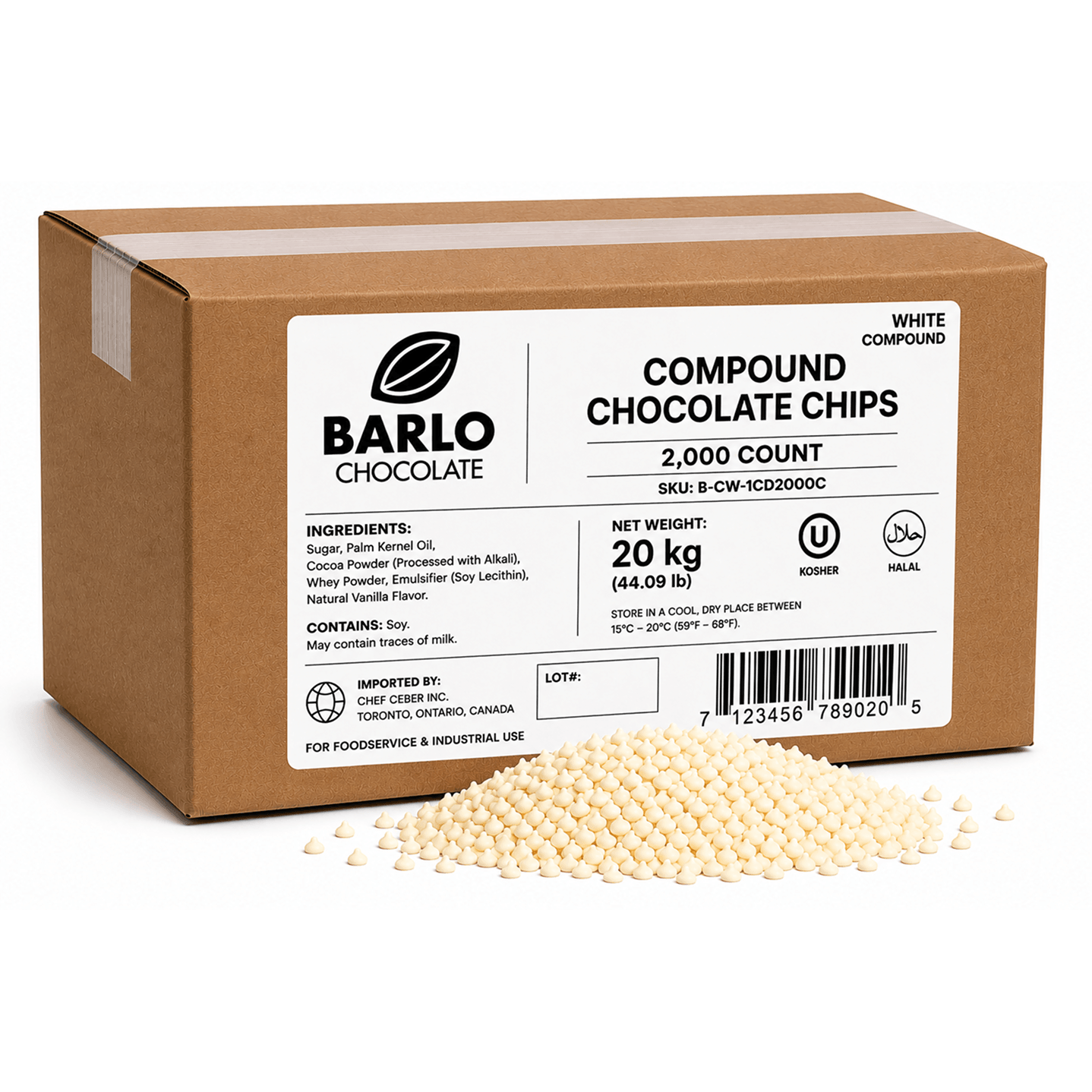 2,000ct White Compound Chocolate Chips