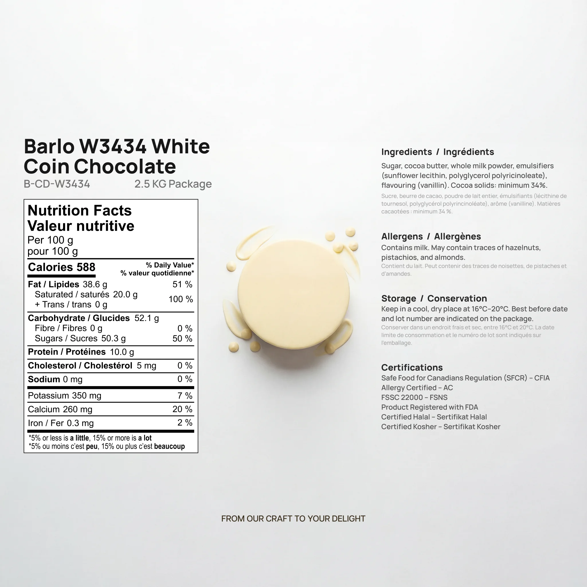 W34 White Couverture Coin Chocolate 34%, image 7