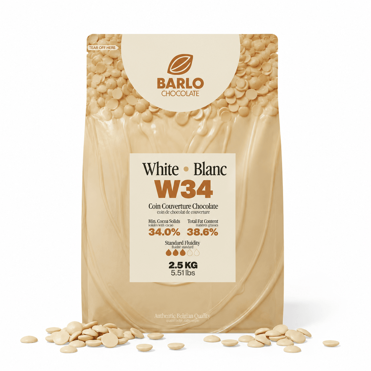 W34 White Couverture Coin Chocolate 34%