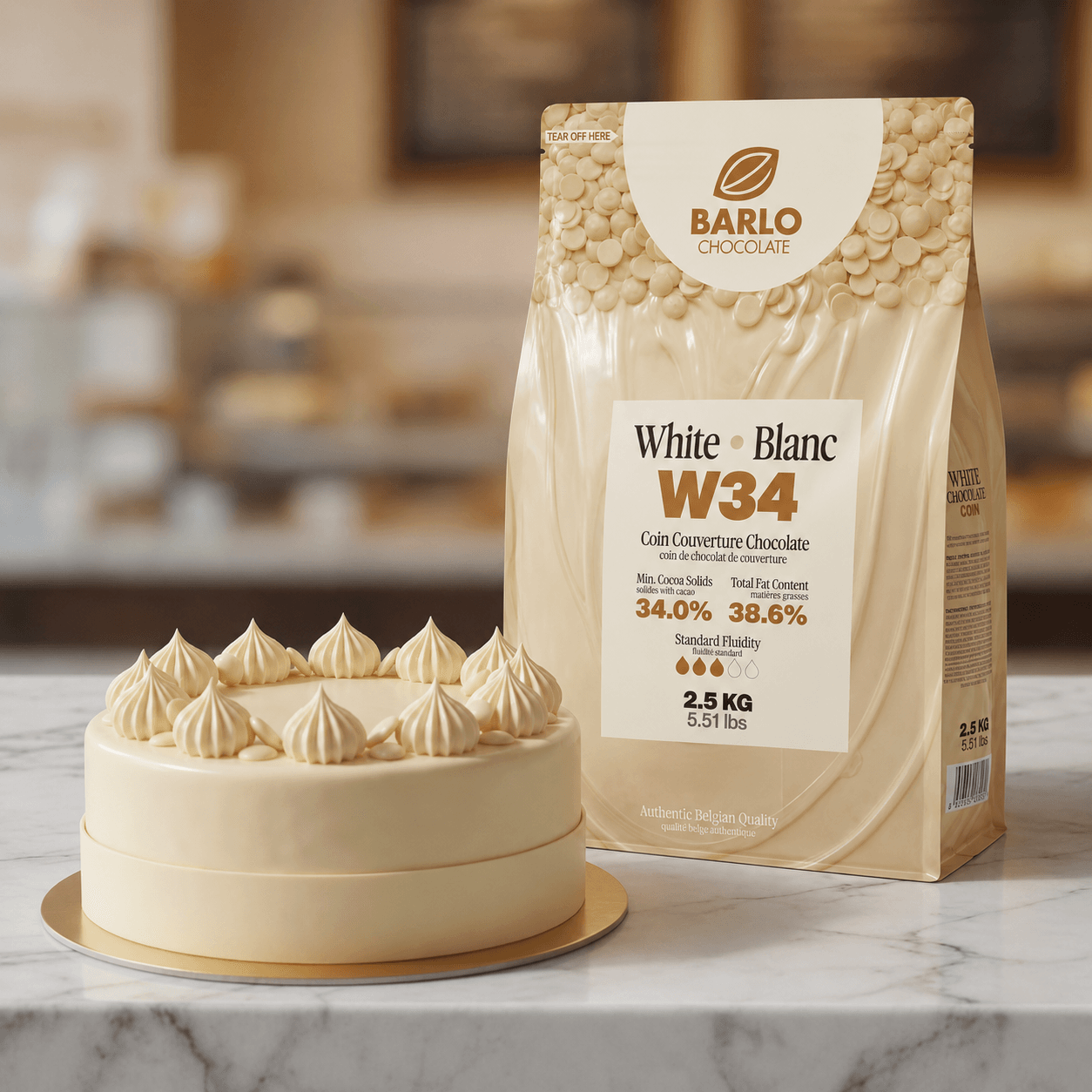 W34 White Couverture Coin Chocolate 34%, image 3